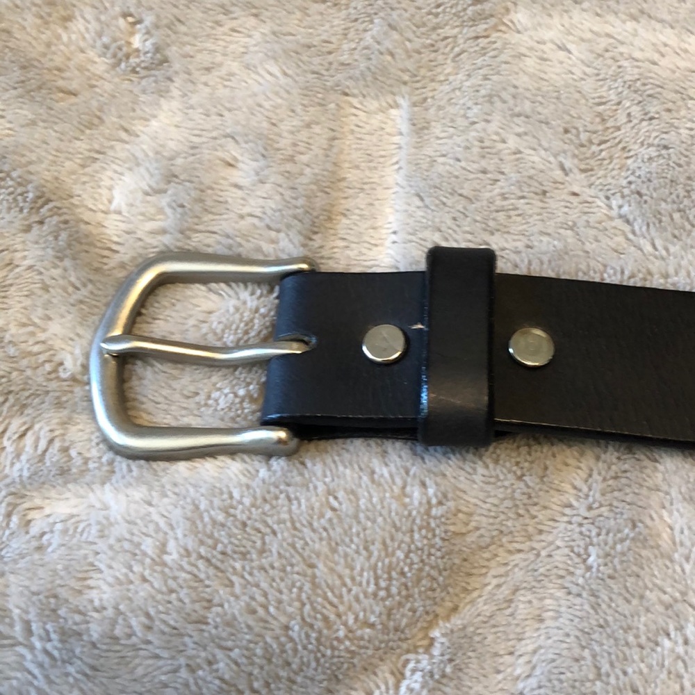 Black Leather Belt Men’s Size 36 - Picture 2 of 5